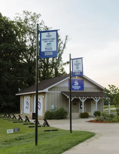 sewanee university golf practice facility and championship banners